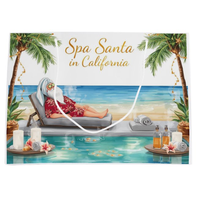 Spa Santa in LA – Merry Christmas  Große Geschenktüte (Vorderseite)