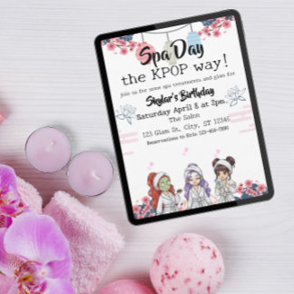 Spa-Tag auf KPOP-Art zum Geburtstag Einladung