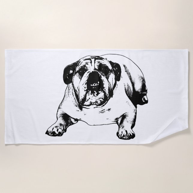 Spa-Tag, Bulldogge regiert Strandtuch (Vorderseite)