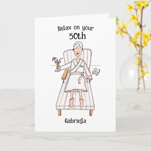 Spa-Tag-Dame-Alter-Geburtstag Karte (Gelbe Blume)