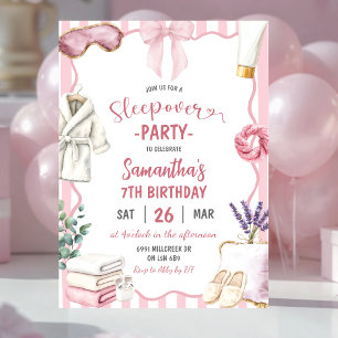 Spa-Themen-Pyjama-Party-Geburtstagsfeier Einladung