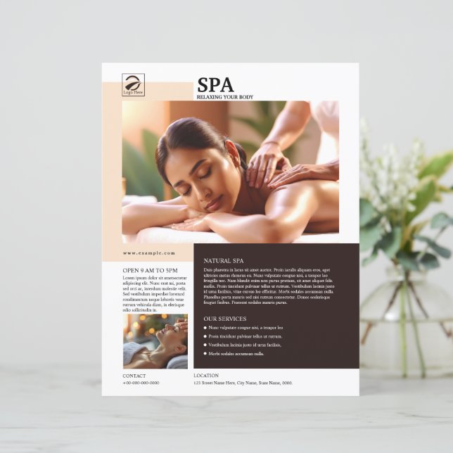 Spa- und Schönheitspflege-Service-Flyer-Vorlage (Stehend Vorderseite)