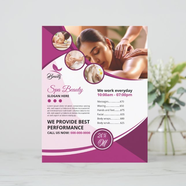 Spa- und Schönheitssalon-Flugblattvorlage (Stehend Vorderseite)
