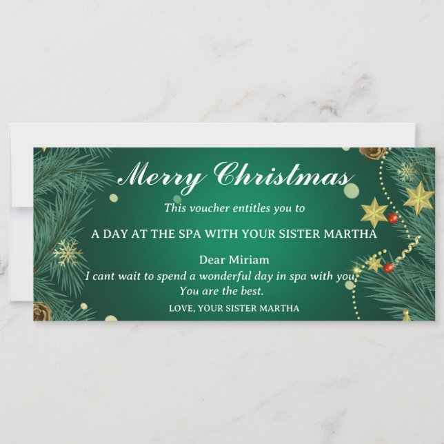 Spa-Weihnachtsgeschenkgutschein (Vorderseite)
