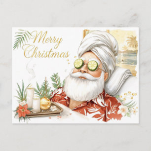 Spa-Weihnachtsmann mit Gurke  Frohe Weihnachten  Postkarte