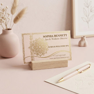 Spa-Wellnessdirektor | Faux Gold Luxus Blassrosa Visitenkarte