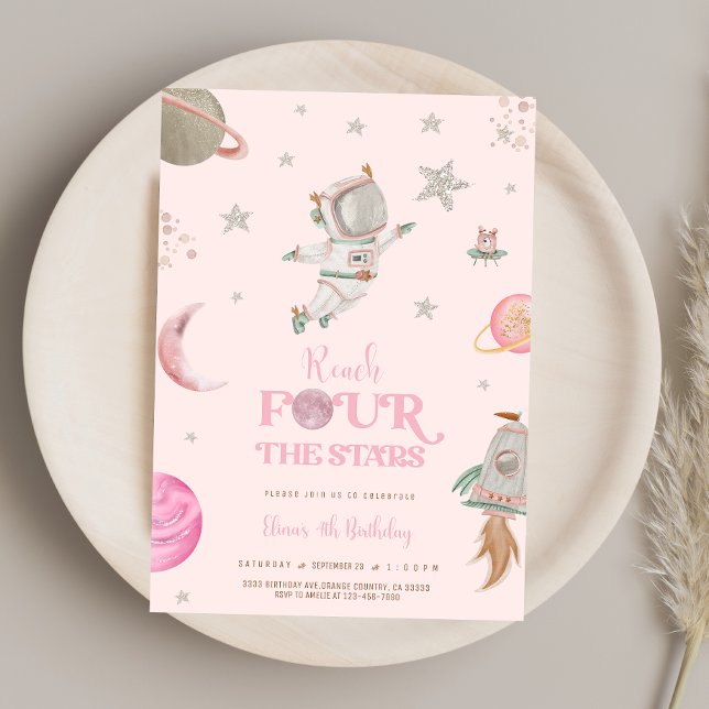 SPACE 4TH BIRTHDAY Invitation Einladung (Von Creator hochgeladen)