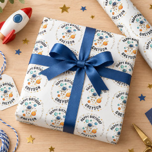 Space-Abenteuer 1. Geburtstag Weltraum-Party Geschenkpapier
