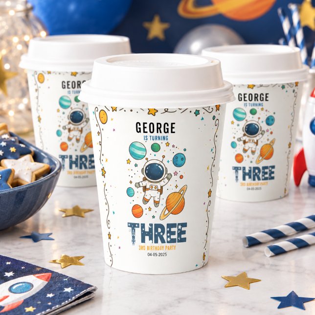 Space-Abenteuer 3. Geburtstag | Outer Space Party Pappbecher (Space Adventure 3rd Birthday | Outer Space Party Paper Cups)