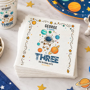 Space-Abenteuer 3. Geburtstag Weltraum-Party Serviette