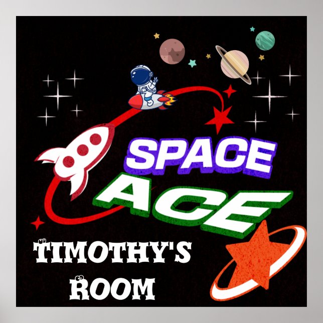 Space Ace Kid's Room Editable Poster (Vorne)