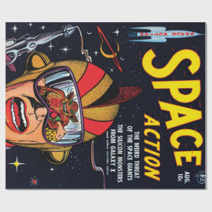 Space Action #2 Vintage Sci-Fi-Comic-Cover Geschenkpapier
