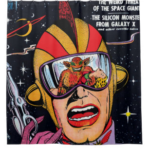 Space Action #2 Vintages Sci Fi Comic Buchcover Duschvorhang