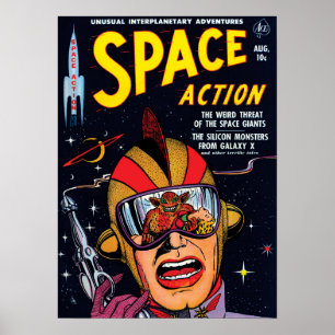 Space Action #2 Vintages Sci Fi Comic Buchcover Poster