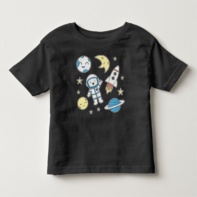 Space Adventure Cartoon T - Shirt für Kleinkinder (Vorderseite)