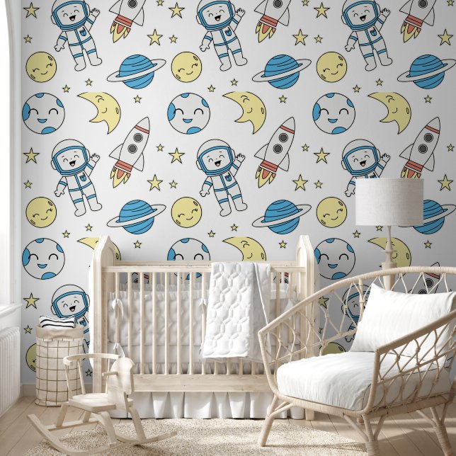 Space Adventure Cartoon Tapete (Kinder)