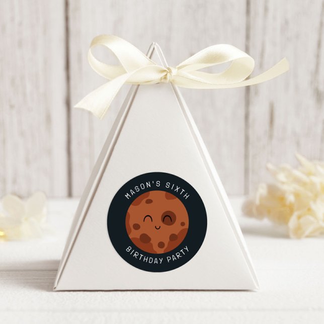 Space Adventure Playful Kids Birthday Cute Planet Runder Aufkleber (Von Creator hochgeladen)