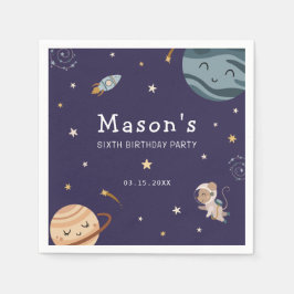 Space Adventure Playful Kids Birthday Party Serviette