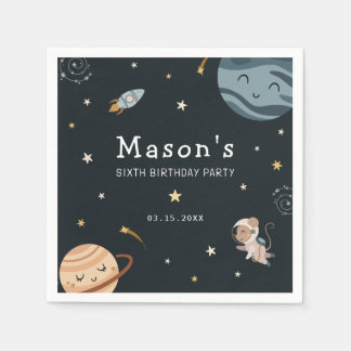 Space Adventure Playful Kids Birthday Party Serviette