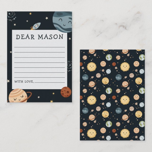 Space Adventure Playful Kids Birthday Time Capsule Begleitkarte (Vorne/Hinten)