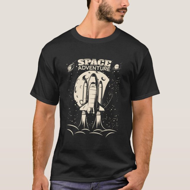 Space Adventure Rocket Ship Astronomy Cosmos T-Shirt (Vorderseite)