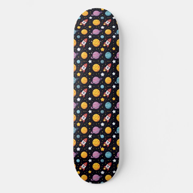 Space Adventure Skateboard Deck Farbige Galaxie (Vorderseite)