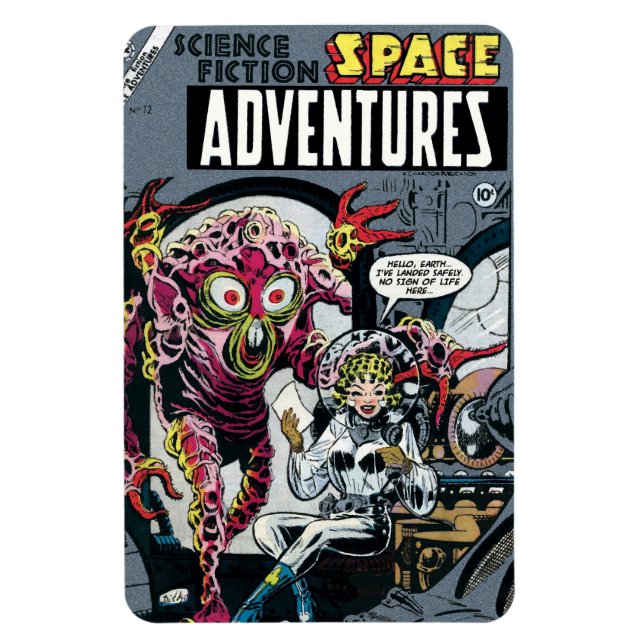 Space Adventures #12 Funny 50er Retro Sci Fi Comic Magnet (Vertikal)