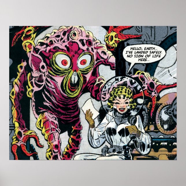 Space Adventures #12 Funny 50er Retro Sci Fi Comic Poster (Vorne)