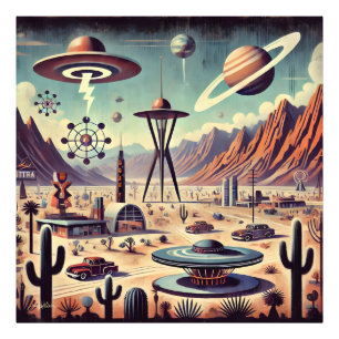 Space Age Alien Desert Invasion Fantasy Art Fotodruck