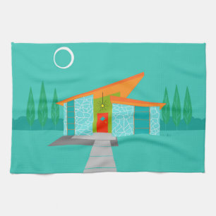 Space Age Cartoon Haus Handtuch
