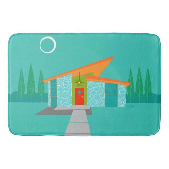 Space Age Cartoon House Bath Mat Badematte (Vorderseite)