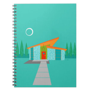 Space Age Cartoon House Notebook Notizblock