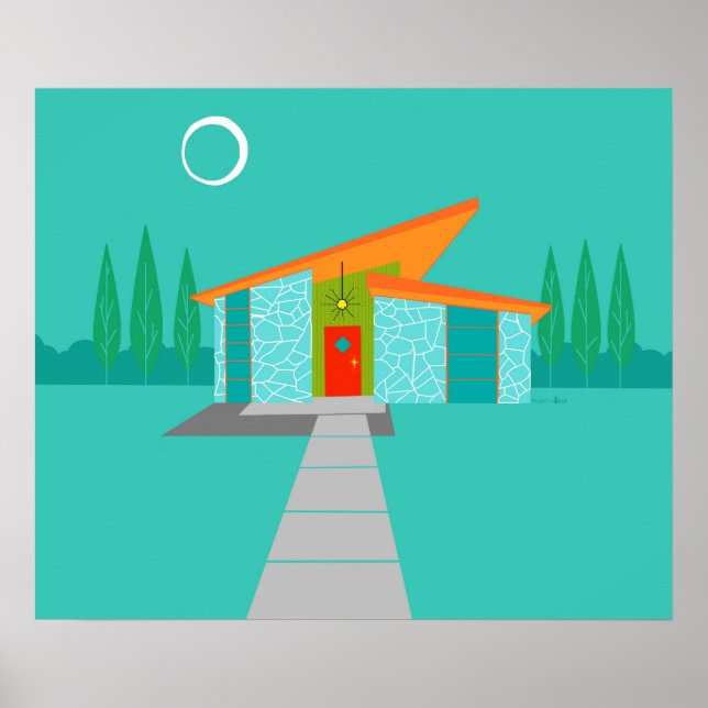 Space Age Cartoon House Poster (Vorne)