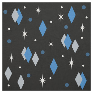Space Age Diamonds Blue Black Gray Stoff