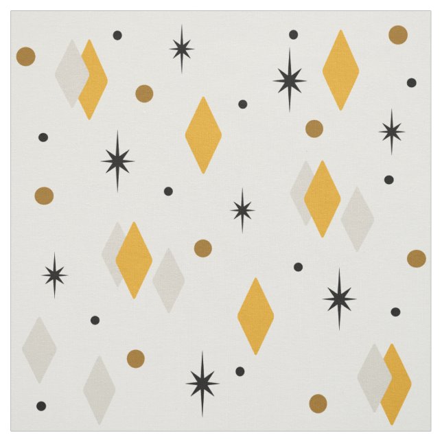 Space Age Diamonds Orange Grau White Stoff (Muster)