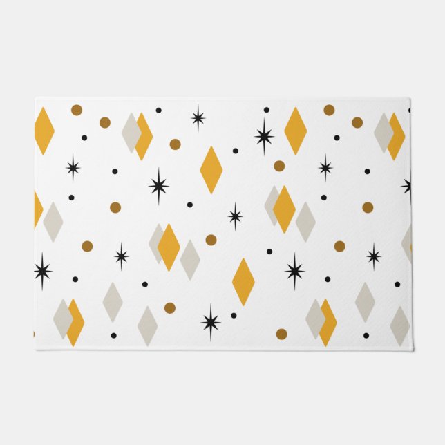 Space Age Diamonds Orange White Fußmatte (Vorderseite)