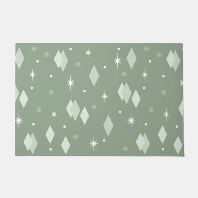 Space Age Diamonds Sage Green Fußmatte (Vorderseite)