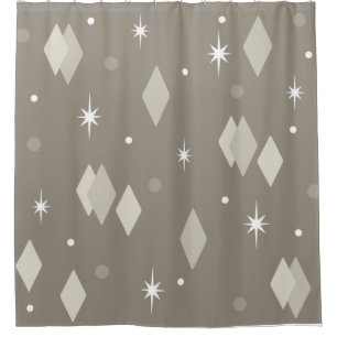 Space Age Diamonds Taupe Brown Grau Duschvorhang