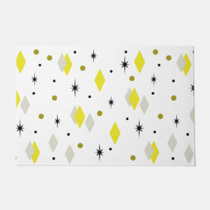 Space Age Diamonds Yellow Grey White Fußmatte