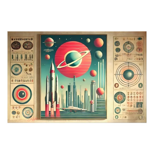 Space Age Interplanetary Coordinates Alien Relic Fotodruck (Vorne)