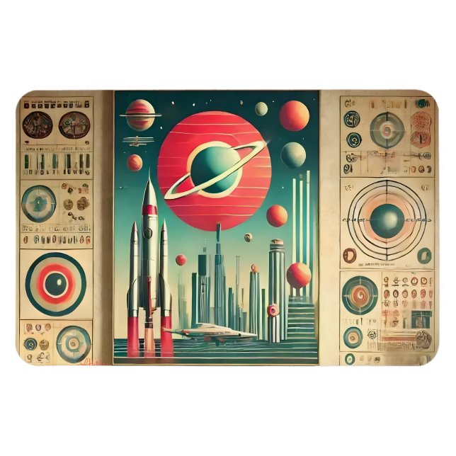 Space Age Interplanetary Coordinates Alien Relic Magnet (Horizontal)