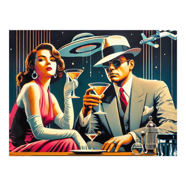 Space Age Las Vegas Gangster Martini Party Fotodruck (Vorne)