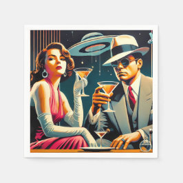 Space Age Las Vegas Gangster Martini Party Serviette