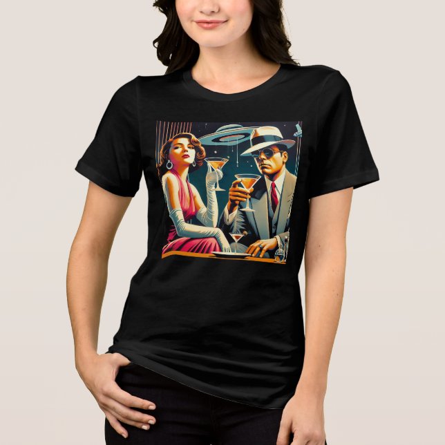 Space Age Las Vegas Gangster Martini Party Tri-Blend Shirt (Vorderseite)