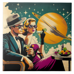 Space Age Las Vegas Martini Gangster Party Fliese