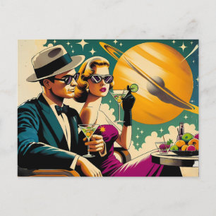 Space Age Las Vegas Martini Gangster Party Postkarte