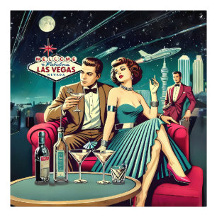 Space Age Las Vegas Martini-Party Fotodruck