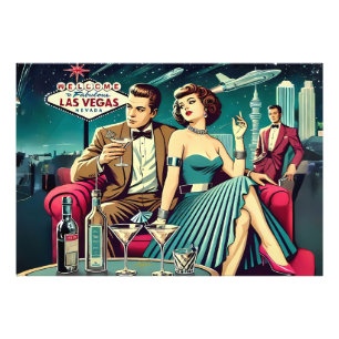 Space Age Las Vegas Martini-Party Fotodruck