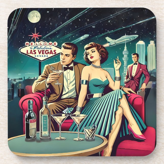Space Age Las Vegas Martini-Party Getränkeuntersetzer (Vorderseite)