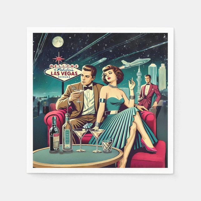 Space Age Las Vegas Martini-Party Serviette (Vorderseite)